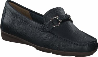 Flache Slipper aus Leder 261130 (Dunkelblau)