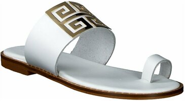 Damen-Zehentrenner aus Leder 951122 (Weiß)