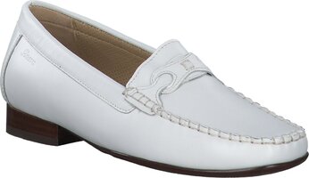 Flache Damen-Slipper aus Leder 455337 (Weiß)