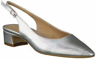 Damen-Slingpumps aus Leder 600635 (Silber)