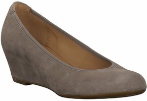 Keilabsatz-Pumps aus Leder 578812 (Beige)