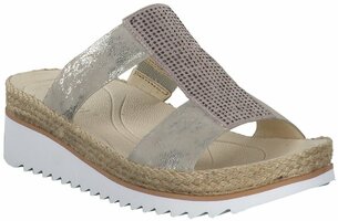 Pantoletten aus Leder 649934 (Beige/Gold)