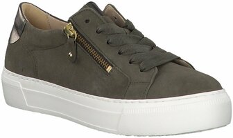 Damen-Schnürschuhe aus Leder 711998 (Oliv)