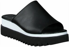 Damen-Pantoletten aus Leder 711822 (Schwarz)