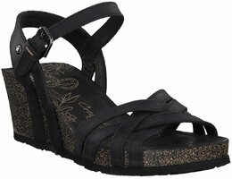 Damen-Sandalen aus Leder 711555 (Schwarz)
