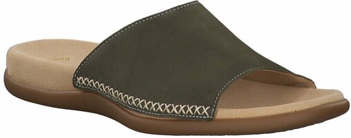 Damen-Pantoletten aus Leder 711780 (Oliv)