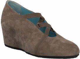 Keilabsatz-Pumps aus Leder 709611 (Braun)