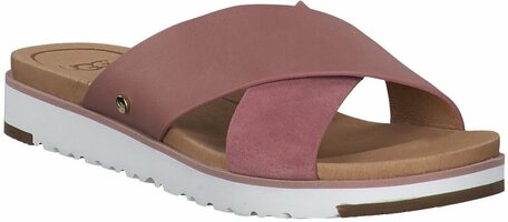 Damen-Pantoletten aus Leder 753282 (Rosa)