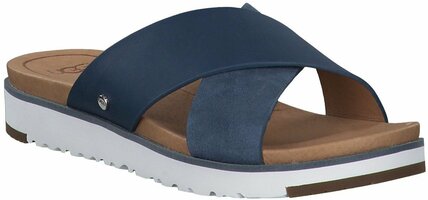 Damen-Pantoletten aus Leder 753312 (Blau)