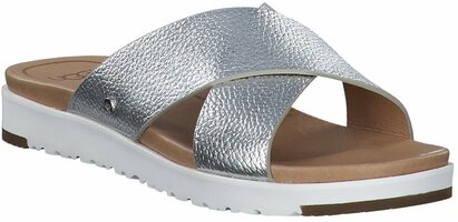 Damen-Pantoletten aus Leder 753294 (Silber)