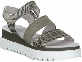 Plateau-Sandalen für Damen aus Leder 769265 (Oliv)