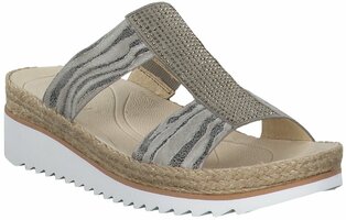 Damen-Pantoletten aus Leder 734962 (Hellgrau)