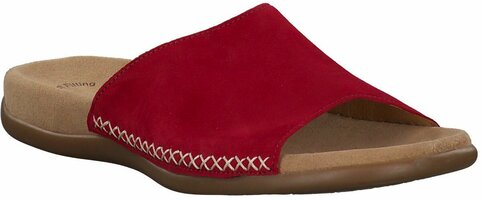 Damen-Pantoletten aus Leder 734913 (Dunkelrot)