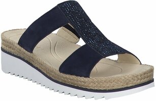 Damen-Pantoletten aus Leder 734949 (Dunkelblau)