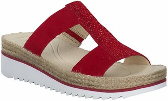 Damen-Pantoletten aus Leder 734950 (Dunkelrot)