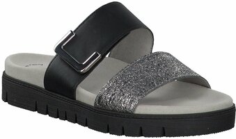 Damen-Pantoletten aus Leder 769544 (Schwarz)