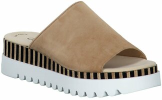 Damen-Pantoletten aus Leder 873640 (Beige)