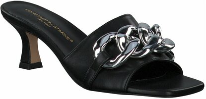 Damen-Pantoletten aus Leder 908484 (Schwarz)