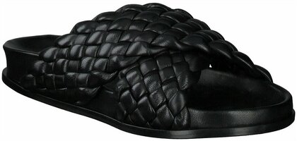 Damen-Pantoletten aus Leder 950804 (Schwarz)