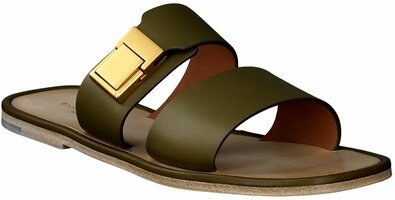 Damen-Pantoletten aus Leder 951456 (Grün)