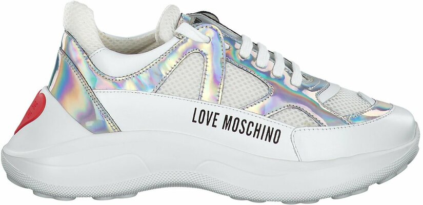 Gisy: Love Moschino Schnürschuhe für Damen 821330 (Weiß Gisy: Love Moschino Damen Schnürschuhe 820726 (WeißBunt